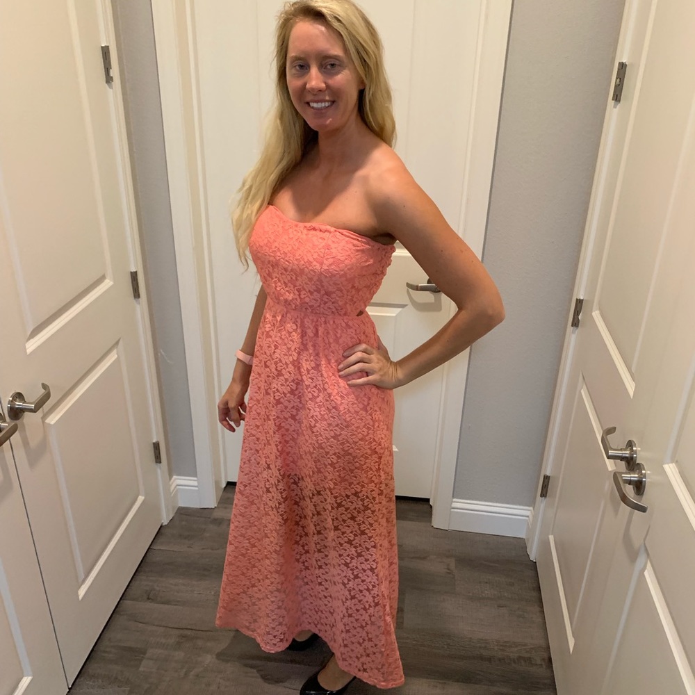 Pink Maxi Strapless Dress
